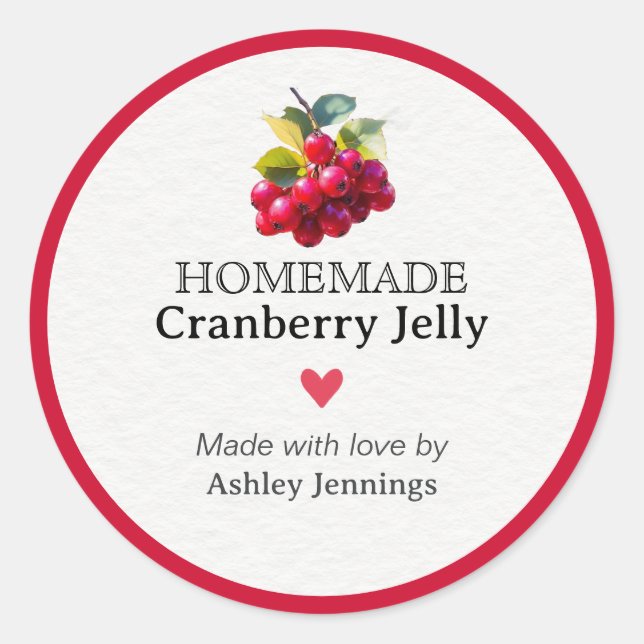 Homemade Cranberry Jelly Label Custom Sticker  (Vorderseite)