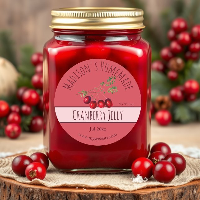 Homemade Cranberry Jelly Labels Runder Aufkleber (Von Creator hochgeladen)