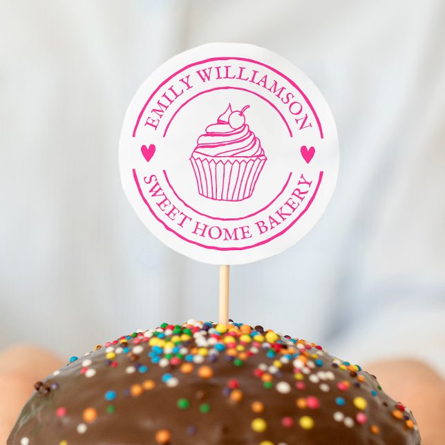 Homemade Cupcake Bakery Logo & Name Personalized Permastempel (Rubber Stamp Mock-up)