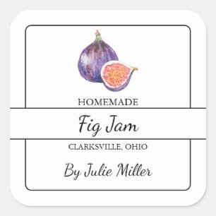 Homemade Fig Jam Square Label Quadratischer Aufkleber