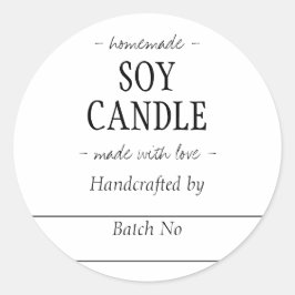 Homemade handgefertigt SOY CANDLE Runder Aufkleber