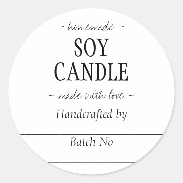 Homemade handgefertigt SOY CANDLE Runder Aufkleber (Vorderseite)