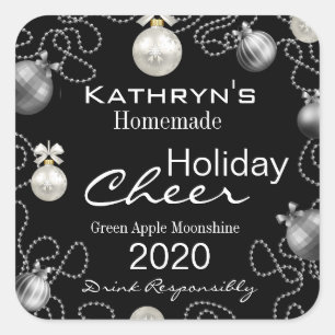Homemade Holiday Cheer Moonshine Personalisiert Quadratischer Aufkleber