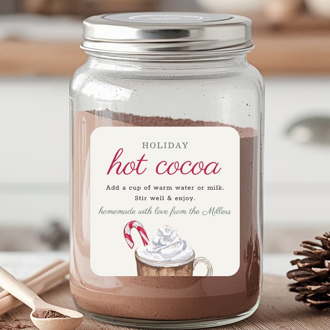 Homemade Holiday Hot Cocoa Mix Christmas Gift Quadratischer Aufkleber (Von Creator hochgeladen)