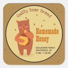 Homemade Honey Jar Quadratischer Aufkleber