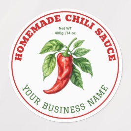Homemade Hot Chili Sauce Product Label Etiketten