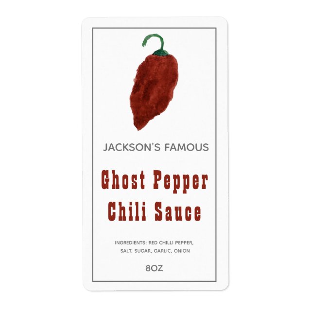 Homemade Hot Sauce Ghost Pepper Chili Sauce Label (Vorne)