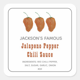 Homemade Hot Sauce Jalapen Pepper Chili Sauce Labr Quadratischer Aufkleber