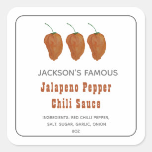Homemade Hot Sauce Jalapen Pepper Chili Sauce Labr Quadratischer Aufkleber