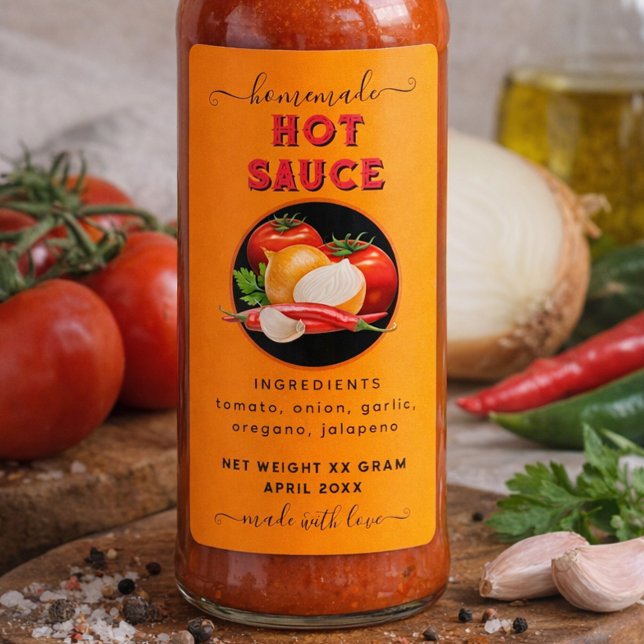 Homemade hot sauce orange label adressaufkleber (Von Creator hochgeladen)