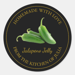 Homemade Jalapeno Jelly Label Schwarz Runder Aufkleber
