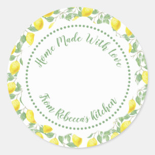 Homemade Jam Canning Label Lemon Pattern Runder Aufkleber