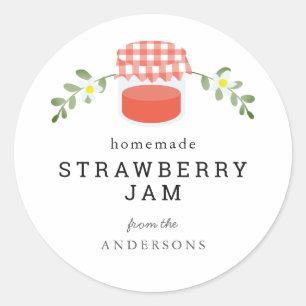 Homemade Jam Jar Floral White Runder Aufkleber