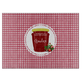 Homemade Jam Red and White Gingham Editable Label Schneidebrett