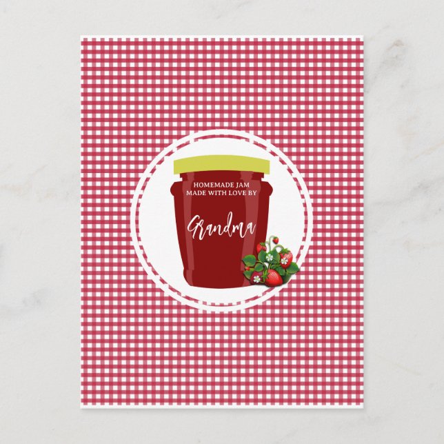 Homemade Jam Red und White Gingham Editable Postkarte (Vorderseite)