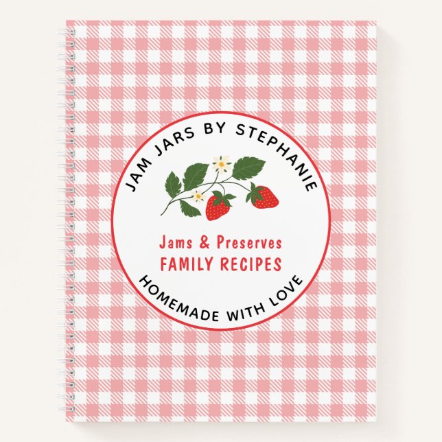 Homemade Jams Preserve Red Kariert Recipe Notizbuch (Vorderseite)