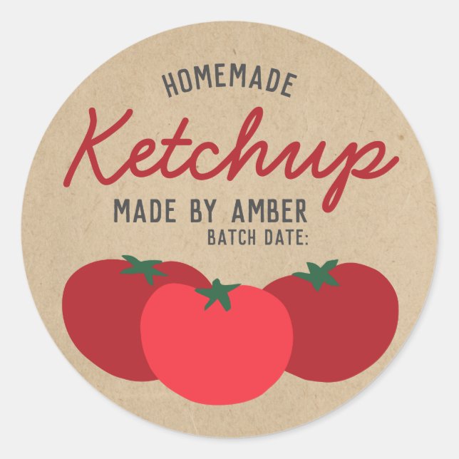 Homemade Ketchup Label Runder Aufkleber (Vorderseite)