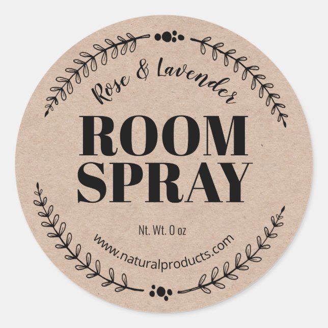 Homemade Kraft Air Freshener Room Spray Labels Runder Aufkleber (Vorderseite)