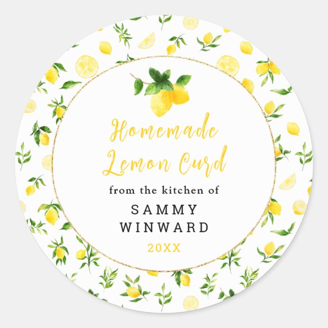 Homemade Lemon Curd Canning Label Runder Aufkleber (Vorderseite)