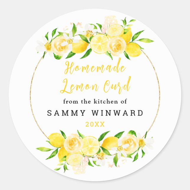 Homemade Lemon Curd Canning Label Runder Aufkleber (Vorderseite)