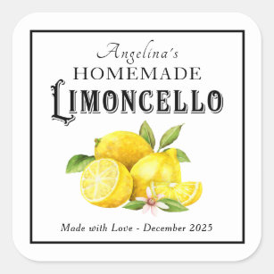 Homemade Limoncello Italienische Liköre mit Namen Quadratischer Aufkleber