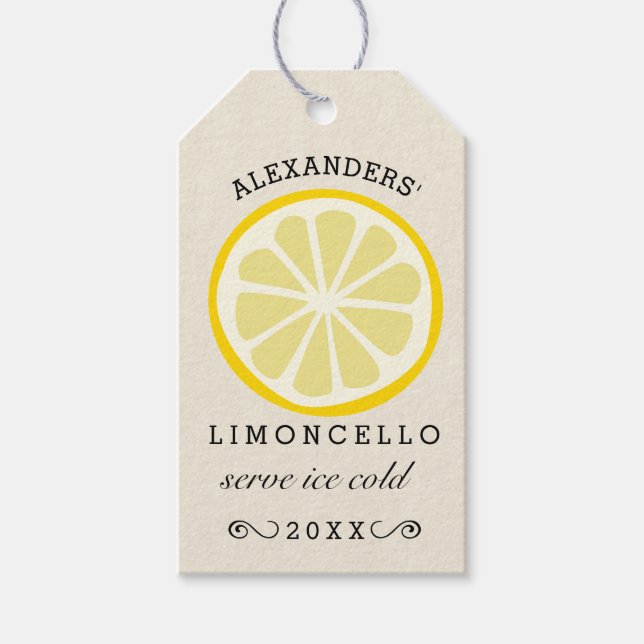 Homemade Limoncello Lemon Slice Geschenkanhänger (Vorderseite)