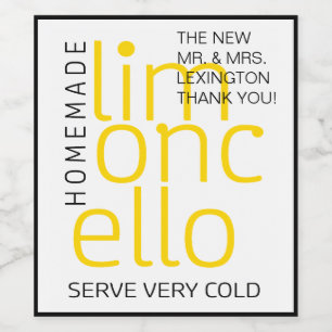 Homemade Limoncello Wedding Guest Favor Label   Weinetikett