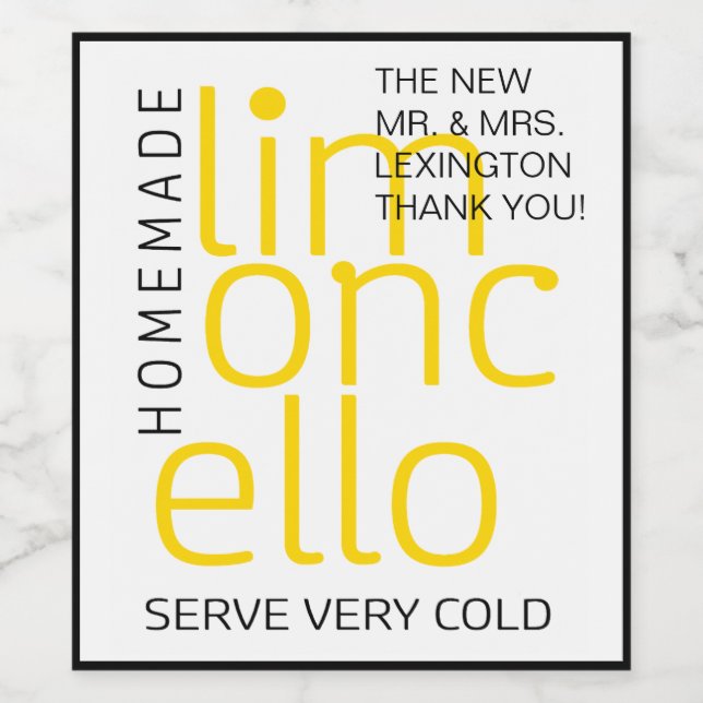 Homemade Limoncello Wedding Guest Favor Label | Weinetikett (Einzelnes Label)