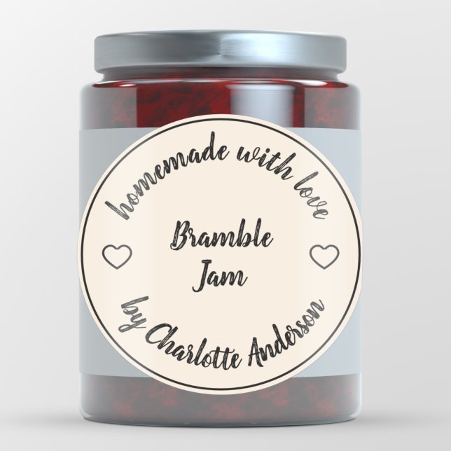 Homemade Made with Liebe | Heart Jam Cream Ivory Runder Aufkleber (Von Creator hochgeladen)