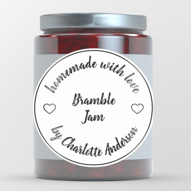 Homemade Made with Liebe | Heart Jelly Jam Canning Runder Aufkleber (Von Creator hochgeladen)