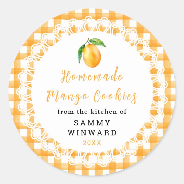 Homemade Mango Cookie Label Runder Aufkleber (Vorderseite)