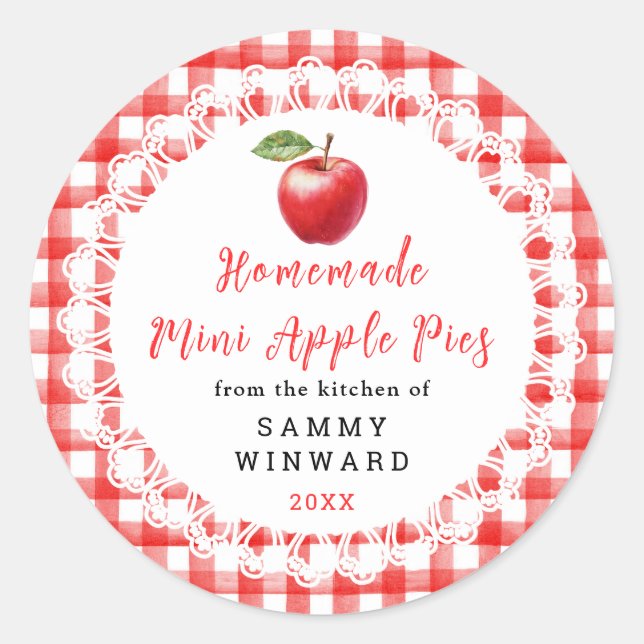 Homemade Mini Apple Pies Label Runder Aufkleber (Vorderseite)
