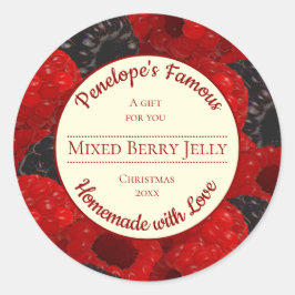 Homemade mit Liebe Custom Mixed Berry Jelly Label Runder Aufkleber