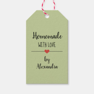 Homemade mit Liebe-Grün-Skriptnamen Geschenkanhänger