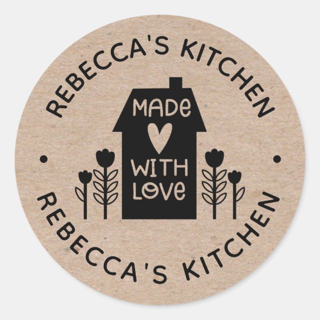 Homemade mit Liebe Kraft Runder Aufkleber (Vorderseite)