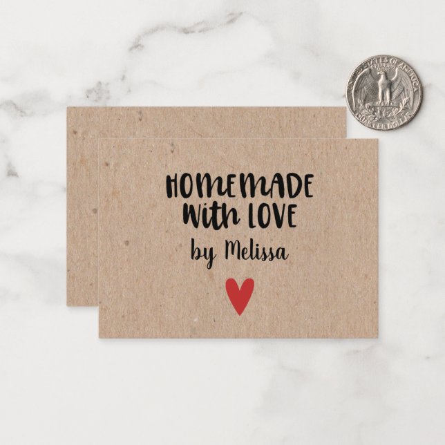 Homemade mit Liebe Kraft Small Business Mitteilungskarte (Vorderseite/Rückseite Beispiel)