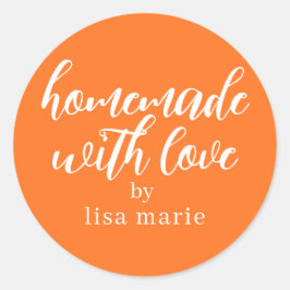 Homemade mit Liebe Personalisiert Bright Orange Ge Runder Aufkleber