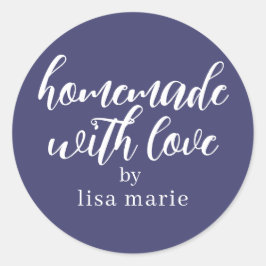 Homemade mit Liebe Personalisiert Navy Blue Gesche Runder Aufkleber