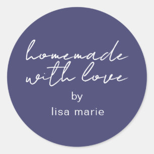 Homemade mit Liebe Personalisiert Navy Blue Gesche Runder Aufkleber