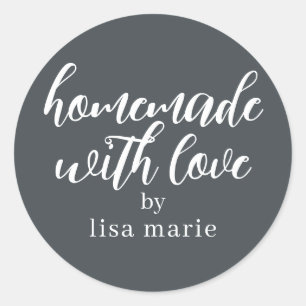 Homemade mit Liebe Personalisiert Off-Black Gesche Runder Aufkleber