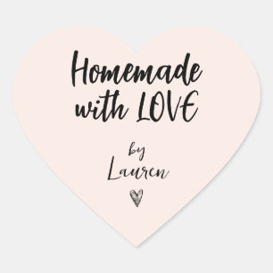 HOMEMADE mit LIEBE Pink und Schwarz Herzsticker Herz-Aufkleber