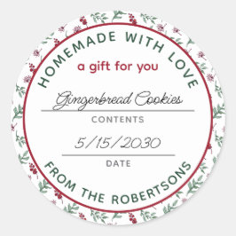 Homemade mit Liebe Produktname Holiday Botanisch Runder Aufkleber