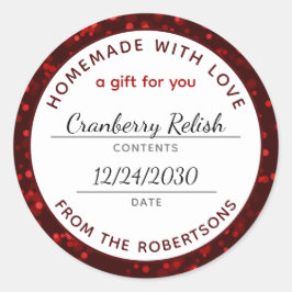 Homemade mit Liebe Red Christmas Food Label Runder Aufkleber
