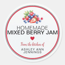 Homemade Mixed Berry Jam Label Personalized Runder Aufkleber