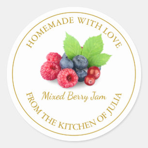Homemade Mixed Berry Jam Label weiß Runder Aufkleber