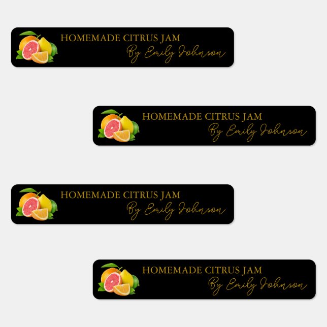 Homemade Mixed Citrus Jam Thin Siegel Label Etiketten (Gruppe)