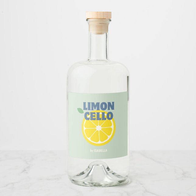Homemade Modern Mint Limoncello Alkoholflaschenetikett (Vorderseite)