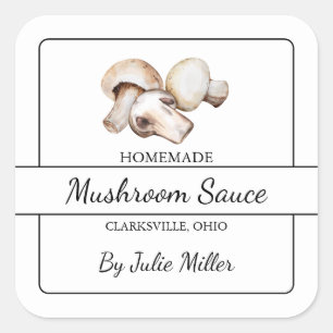 Homemade Mushroom Sauce Square Label Quadratischer Aufkleber