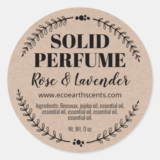 Homemade Natural Kraft Solid Parfüm Labels Runder Aufkleber (Vorderseite)