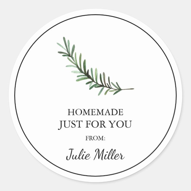Homemade nur für Sie Rosmarin-Label Runder Aufkleber (Vorderseite)
